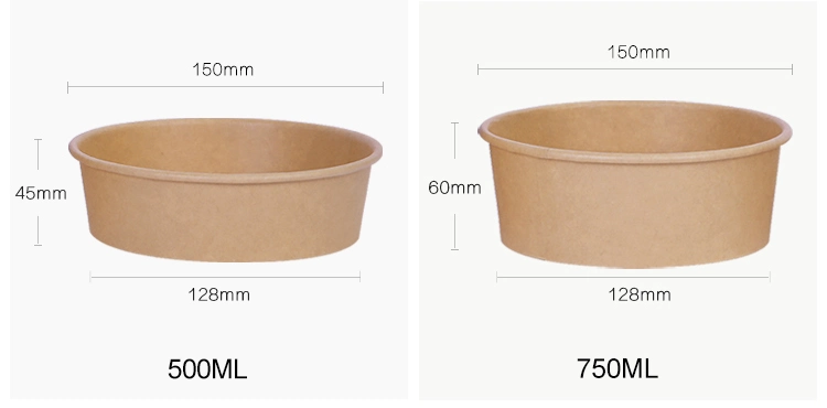 Wholesale Custom Logo Disposable Kraft Paper Food Packaging Takeaway Paper Salad Bowl Paper Salad Box