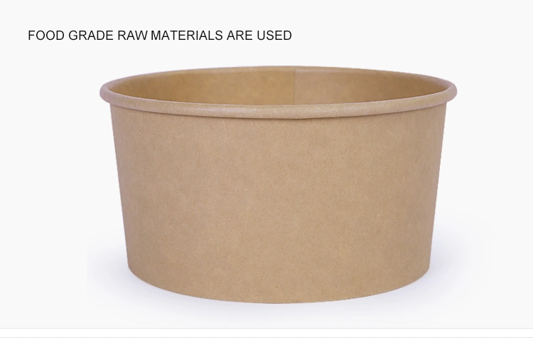 Wholesale Custom Logo Disposable Kraft Paper Food Packaging Takeaway Paper Salad Bowl Paper Salad Box