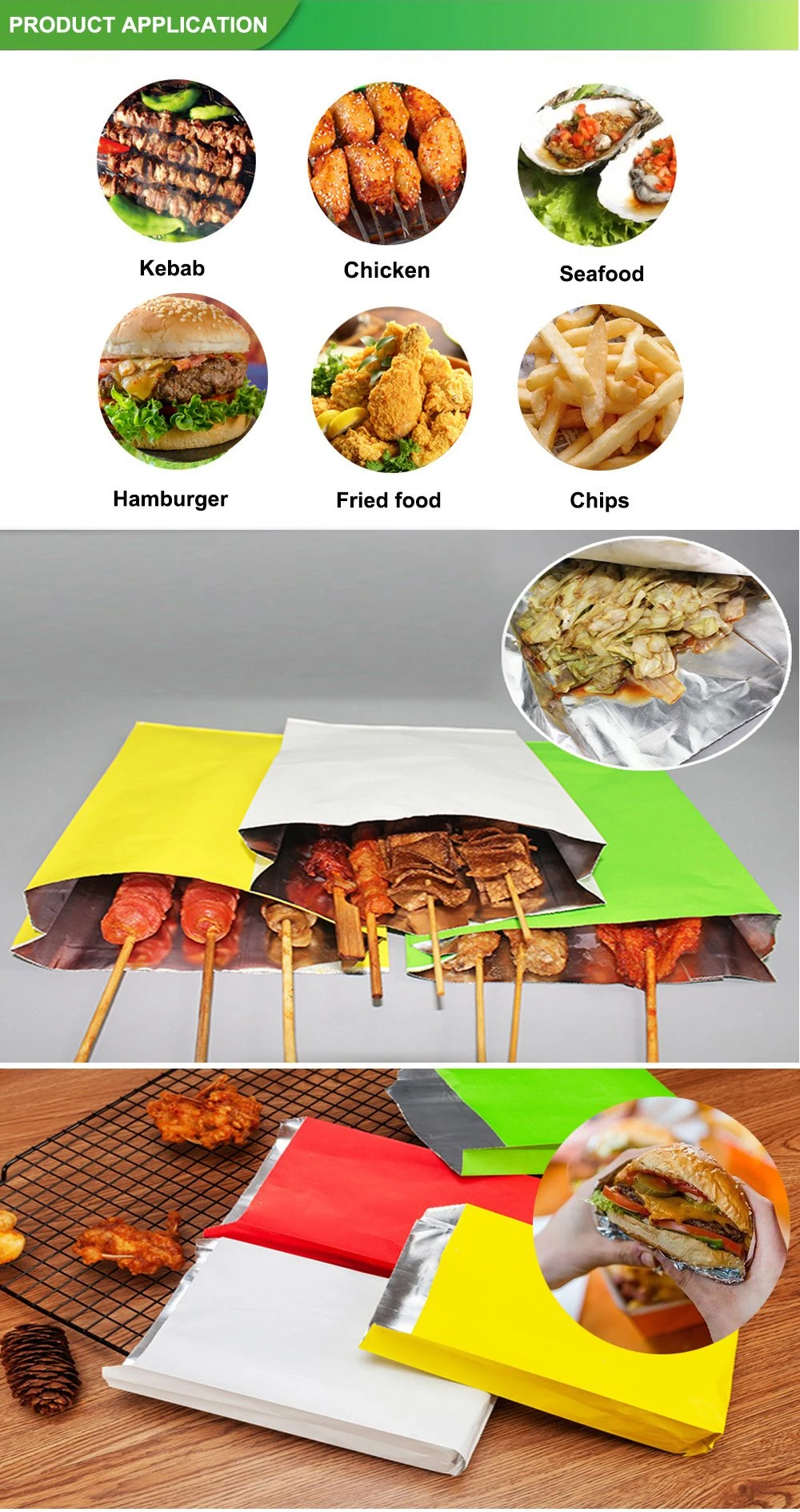 Fries Pinch Bottom Lined Paper Kebab Bag Aluminum Foil Cooking Bags