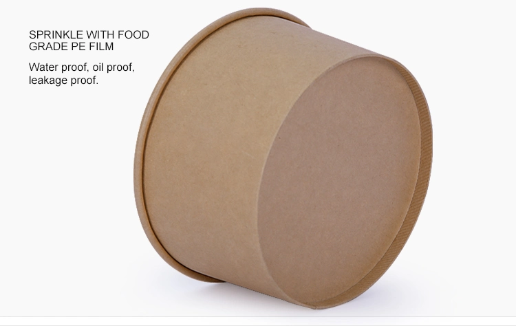 Wholesale Custom Logo Disposable Kraft Paper Food Packaging Takeaway Paper Salad Bowl Paper Salad Box