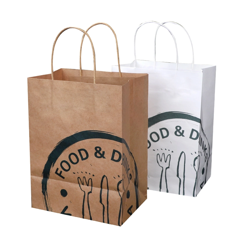 Wholesale Flat Handle Kraft Shopping Paper Bag with Logo