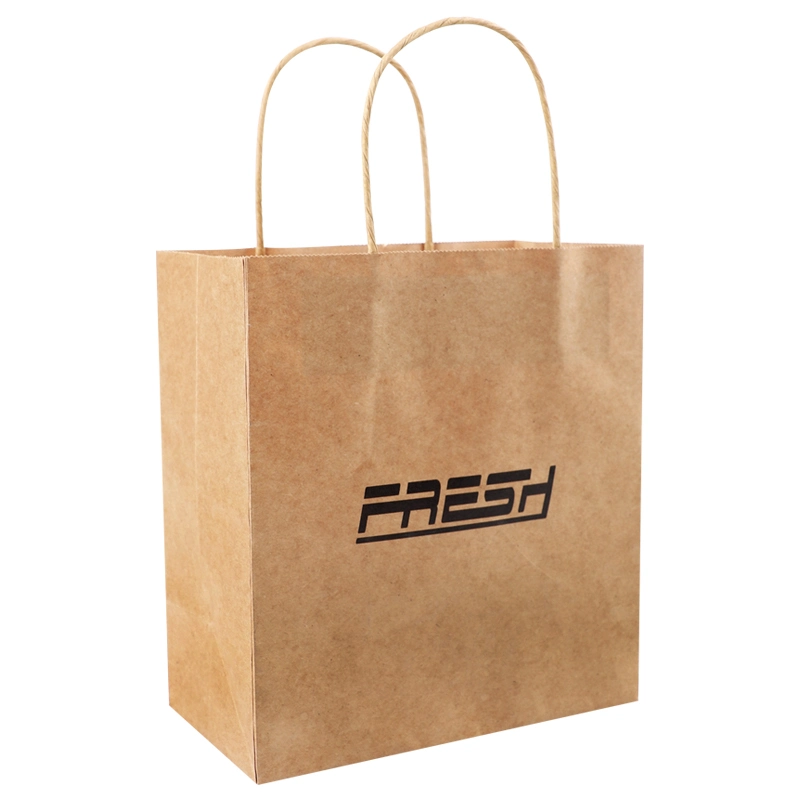 Wholesale Flat Handle Kraft Shopping Paper Bag with Logo