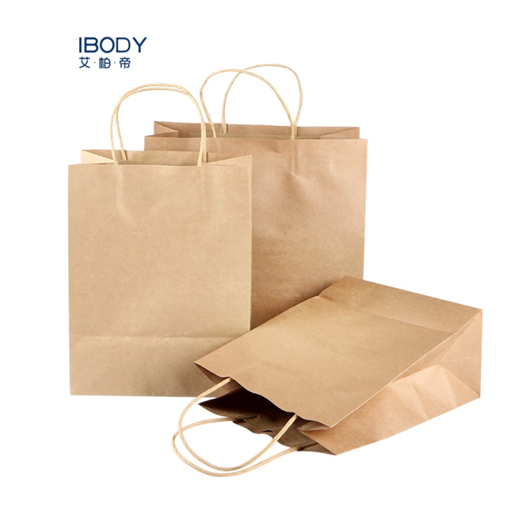 Paper Bag Packing White Brown Shopping Packaging Flat Handle Kraft Paper Bag for Clothing Shoes Grocery