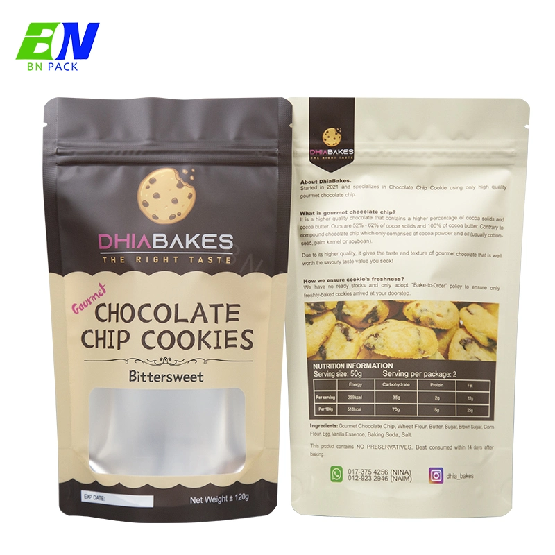 Cookies Custom Print Resealable VMPET Plastic Ziplock Stand up Pouches Bag with Zipper