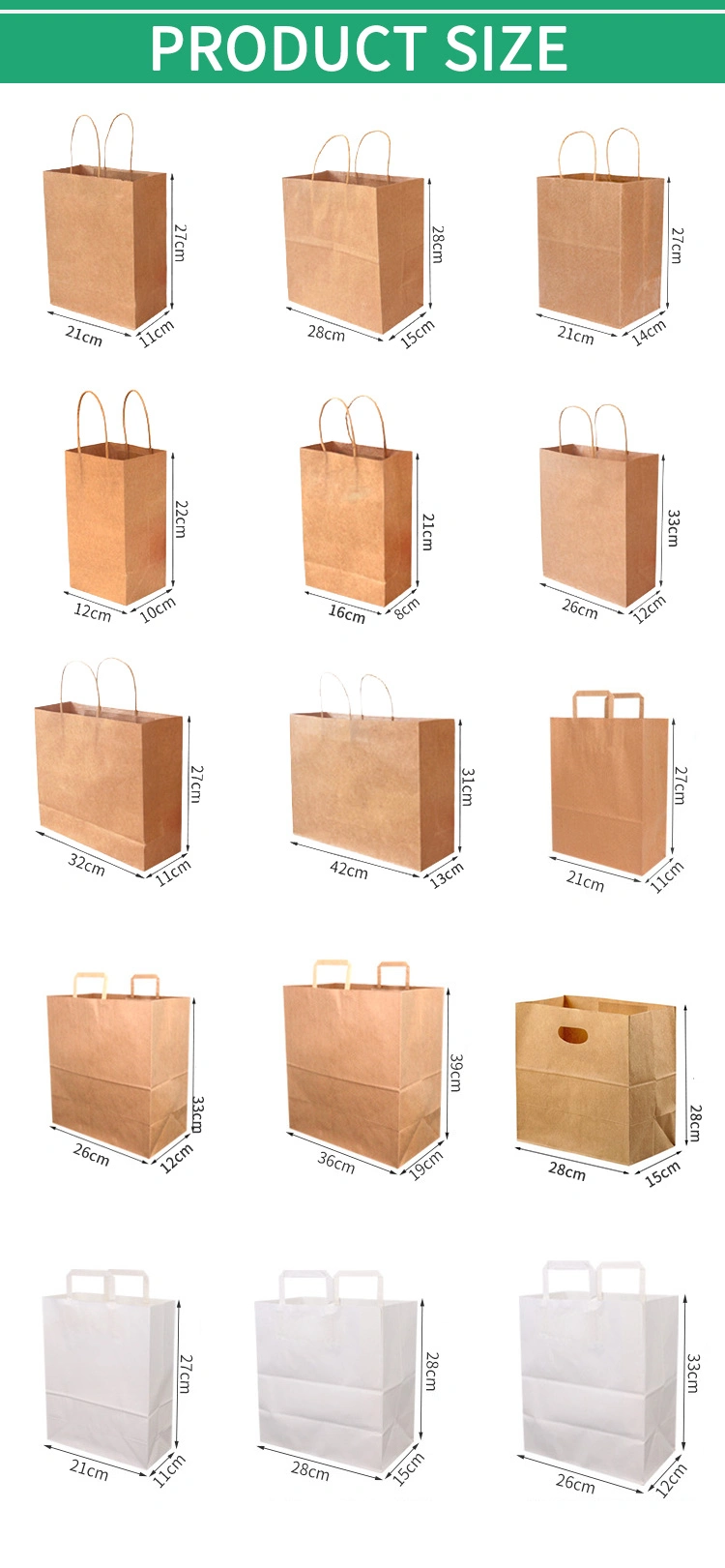 Hot Sale Bread Sandwich Flat Handle Kraft Paper Bag for Fast Food Take Away