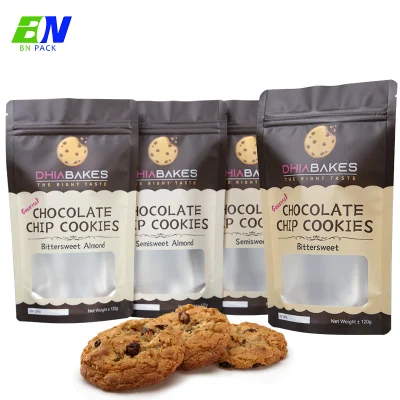 Cookies Custom Print Resealable VMPET Plastic Ziplock Stand up Pouches Bag with Zipper