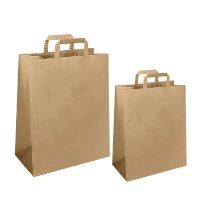 Hot Sale Bread Sandwich Flat Handle Kraft Paper Bag for Fast Food Take Away