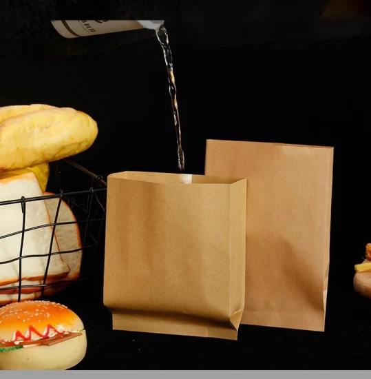 Shopping Food Take out Kraft Paper Bag Hot Dog Packaging Brown Kraft Paper Bag with No Handle