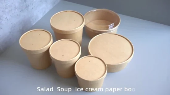 Custom Disposable Food Packing Container Kraft Paper Soup Cup Bowl