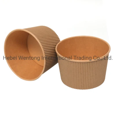 Wholesale Custom Logo Disposable Kraft Paper Food Packaging Takeaway Paper Salad Bowl Paper Salad Box