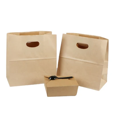 Wholesale Stand up Matte Kraft Paper Zipper Bag with Handle and Flat Bottom