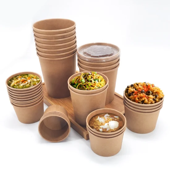 Biodegradable Salad Bowl Coated with PLA Lid Eco Friendly Disposable Kraft Paper Bowl