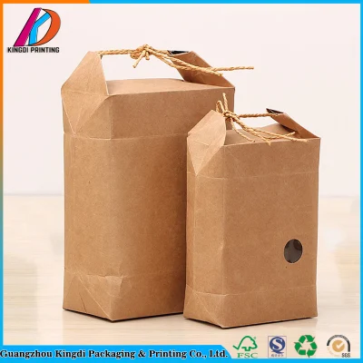 Food Packaging Kraft Paper Bag with Twisted String Handle